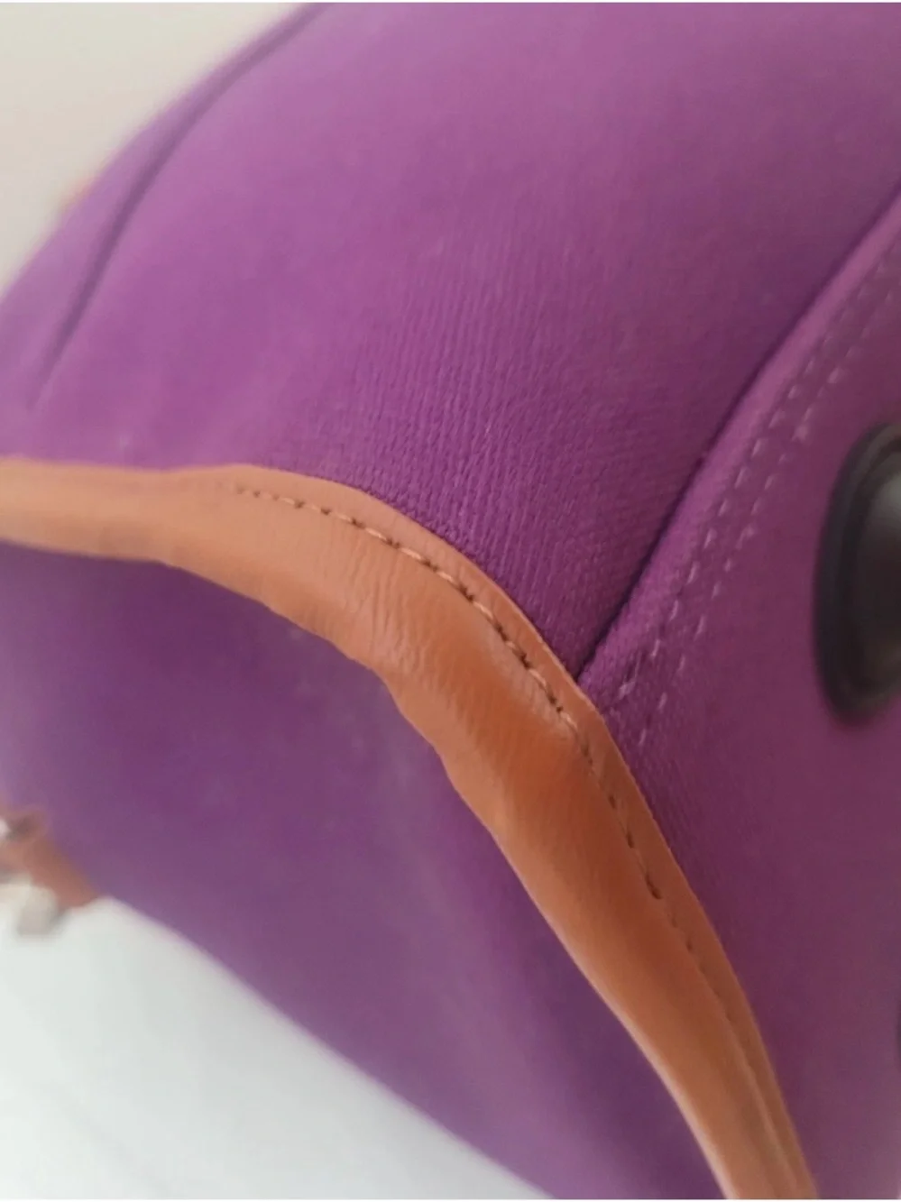 JM New York Purple Travel Weekender Bag with Brown Trim